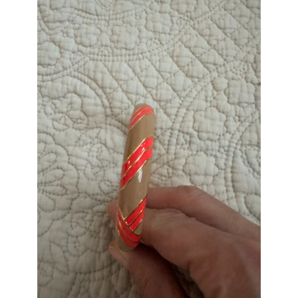J.Crew Bangle bracelet, tan/coral/ brass.